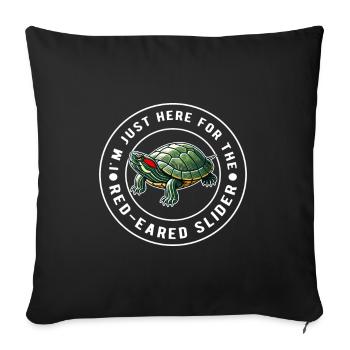 Tortue Tortue à oreilles rouges - Housse de coussin décorative 45 x 45 cm - noir - Devant