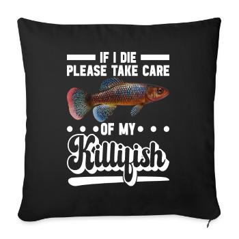 Killifish Quarium Fish - Sofa pillowcase 17,3'' x 17,3'' (45 x 45 cm) - black - Front