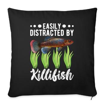 Killifish Quarium Fish - Sofa pillowcase 17,3'' x 17,3'' (45 x 45 cm) - black - Front