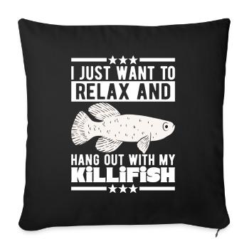 Killifish Quarium Fish - Sofa pillowcase 17,3'' x 17,3'' (45 x 45 cm) - black - Front