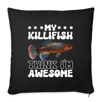 Killifish Quarium Fish - Sofa pillowcase 17,3'' x 17,3'' (45 x 45 cm) - black - Front