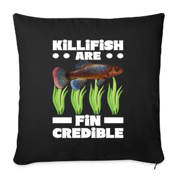 Killifish Quarium Fish - Sofa pillowcase 17,3'' x 17,3'' (45 x 45 cm) - black - Front
