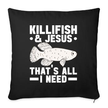 Killifish Quarium Fish - Sofa pillowcase 17,3'' x 17,3'' (45 x 45 cm) - black - Front