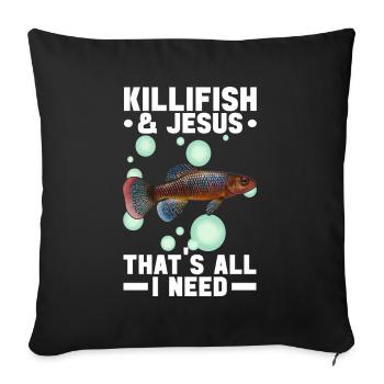 Killifish Quarium Fish - Sofa pillowcase 17,3'' x 17,3'' (45 x 45 cm) - black - Front
