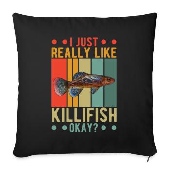 Killifish Quarium Fish - Sofa pillowcase 17,3'' x 17,3'' (45 x 45 cm) - black - Front