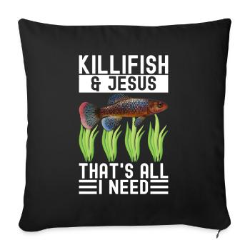 Killifish Quarium Fish - Sofa pillowcase 17,3'' x 17,3'' (45 x 45 cm) - black - Front