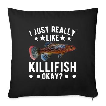 Killifish Quarium Fish - Sofa pillowcase 17,3'' x 17,3'' (45 x 45 cm) - black - Front