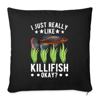 Killifish Quarium Fish - Sofa pillowcase 17,3'' x 17,3'' (45 x 45 cm) - black - Front