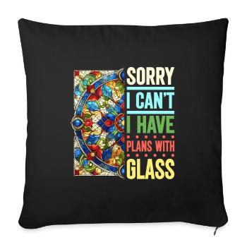 Vitrail artiste Vitrail Art - Housse de coussin décorative 45 x 45 cm - noir - Devant