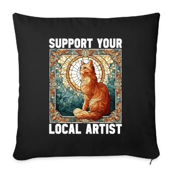 Stained Glass Artist Stained Glass Art - Sofa pillowcase 17,3'' x 17,3'' (45 x 45 cm) - black - Front