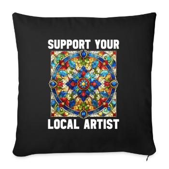 Stained Glass Artist Stained Glass Art - Sofa pillowcase 17,3'' x 17,3'' (45 x 45 cm) - black - Front