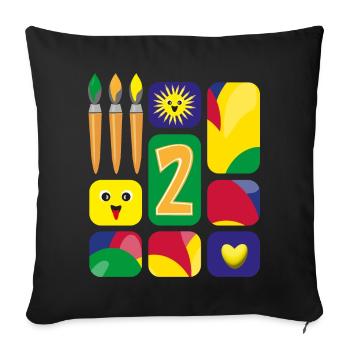 2 / Lustige zwei mit Pinsel zum Geburtstag. - Sofakissenbezug 45 x 45 cm - Schwarz - Vorne