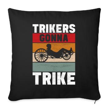 Tricycle couché Liegetrike Liegedreirad - Housse de coussin décorative 45 x 45 cm - noir - Devant