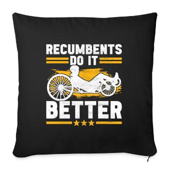 Tricycle couché Liegetrike Liegedreirad - Housse de coussin décorative 45 x 45 cm - noir - Devant