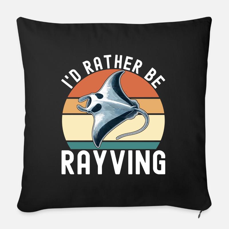 Raies Manta Grandes créatures marines Manta - Housse de coussin décorative 45 x 45 cm - noir