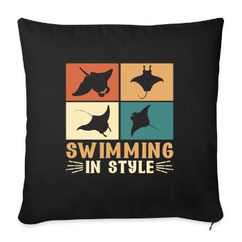 Raies Manta Grandes créatures marines Manta - Housse de coussin décorative 45 x 45 cm - noir - Devant
