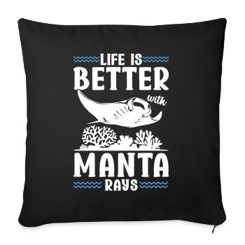 Manta Rays Great Manta Sea Creatures - Sofa pillowcase 17,3'' x 17,3'' (45 x 45 cm) - black - Front