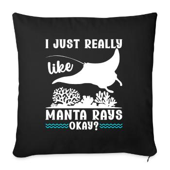Raies Manta Grandes créatures marines Manta - Housse de coussin décorative 45 x 45 cm - noir - Devant