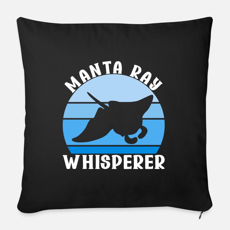 Mantarochen Großer Manta Meeresbewohner - Sofakissenbezug 45 x 45 cm - Schwarz