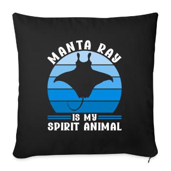 Raies Manta Grandes créatures marines Manta - Housse de coussin décorative 45 x 45 cm - noir - Devant