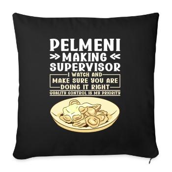 Pelmeni Cuisine russe - Housse de coussin décorative 45 x 45 cm - noir - Devant