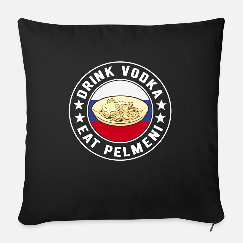 Pelmeni Cuisine russe - Housse de coussin décorative 45 x 45 cm - noir