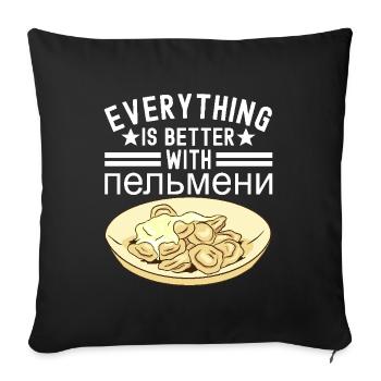 Pelmeni Cuisine russe - Housse de coussin décorative 45 x 45 cm - noir - Devant