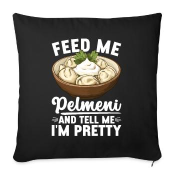 Pelmeni Cuisine russe - Housse de coussin décorative 45 x 45 cm - noir - Devant