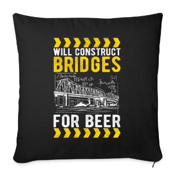 Ingénieur des ponts Construction de ponts - Housse de coussin décorative 45 x 45 cm - noir - Devant