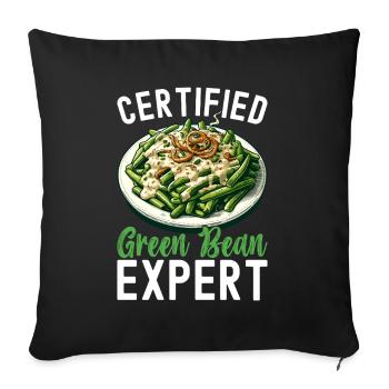 Casserole de haricots verts - Housse de coussin décorative 45 x 45 cm - noir - Devant