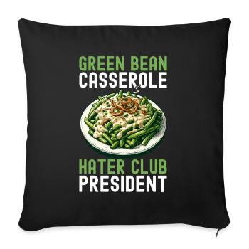 Casserole de haricots verts - Housse de coussin décorative 45 x 45 cm - noir - Devant