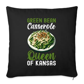 Casserole de haricots verts - Housse de coussin décorative 45 x 45 cm - noir - Devant