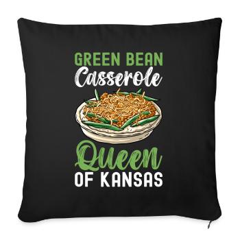 Casserole de haricots verts - Housse de coussin décorative 45 x 45 cm - noir - Devant