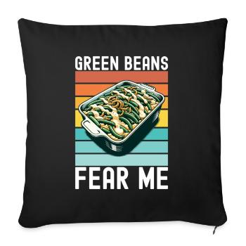 Casserole de haricots verts - Housse de coussin décorative 45 x 45 cm - noir - Devant
