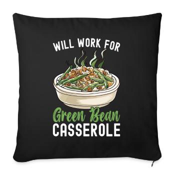 Casserole de haricots verts - Housse de coussin décorative 45 x 45 cm - noir - Devant
