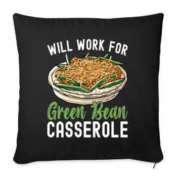 Casserole de haricots verts - Housse de coussin décorative 45 x 45 cm - noir - Devant
