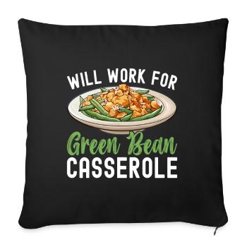 Casserole de haricots verts - Housse de coussin décorative 45 x 45 cm - noir - Devant