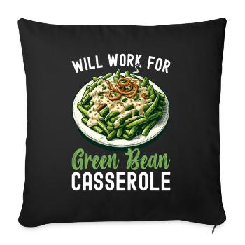 Casserole de haricots verts - Housse de coussin décorative 45 x 45 cm - noir - Devant