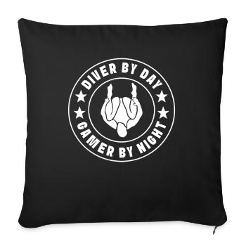 Diving diving board - Sofa pillowcase 17,3'' x 17,3'' (45 x 45 cm) - black - Front