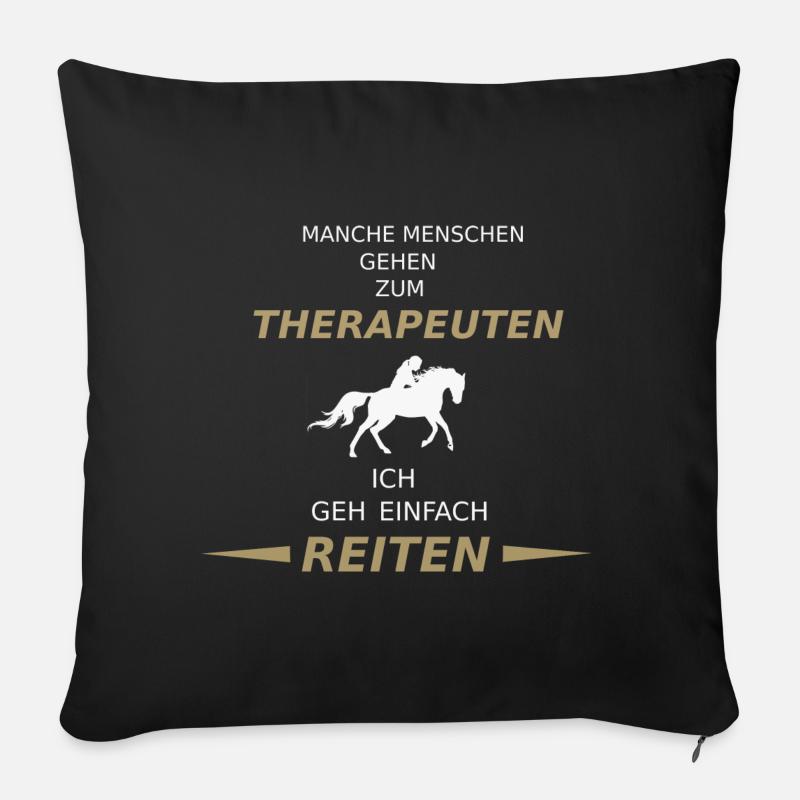 Pferde reiten Spruch als Geschenk für Reiter - Sofakissenbezug 45 x 45 cm - Schwarz