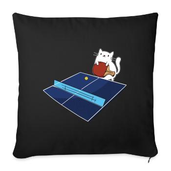 Table Tennis Outfit Women's Cat - Sofa pillowcase 17,3'' x 17,3'' (45 x 45 cm) - black - Front