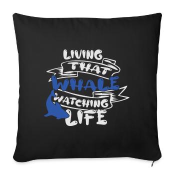 Whale design for whales and blue whales or beluga whales - Sofa pillowcase 17,3'' x 17,3'' (45 x 45 cm) - black - Front