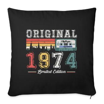49th Birthday Man Vintage 1974 Vintage Cassette - Sofa pillowcase 17,3'' x 17,3'' (45 x 45 cm) - black - Front