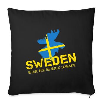 Suède Sverige Schwede - Housse de coussin décorative 45 x 45 cm - noir - Devant