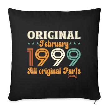 25e anniversaire Original Février Année 1999 - Housse de coussin décorative 45 x 45 cm - noir - Devant