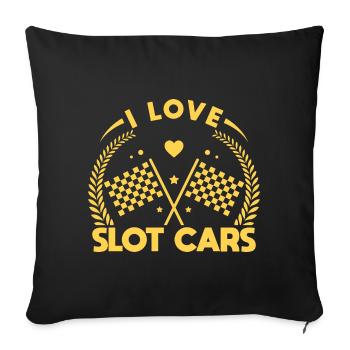 J’aime les voitures de circuit Slot Race cadeaux - Housse de coussin décorative 45 x 45 cm - noir - Devant