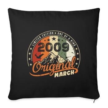 Birthday Gift March 2009 Vintage 2009 Retro - Sofa pillowcase 17,3'' x 17,3'' (45 x 45 cm) - black - Front