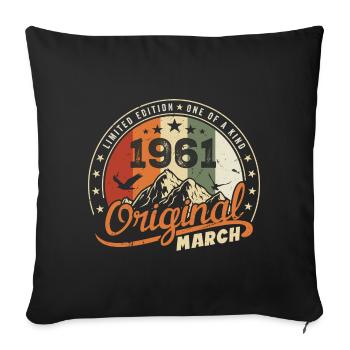 Cadeau D'anniversaire Mars 1961 Vintage 1961 Retro - Housse de coussin décorative 45 x 45 cm - noir - Devant
