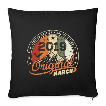 Cadeau D'anniversaire Mars 2019 Vintage 2019 Retro - Housse de coussin décorative 45 x 45 cm - noir - Devant