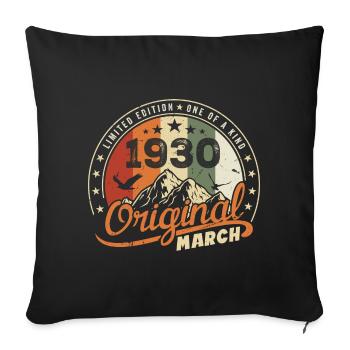 March 1930 Vintage 1930's Retro Birthday Gift - Sofa pillowcase 17,3'' x 17,3'' (45 x 45 cm) - black - Front
